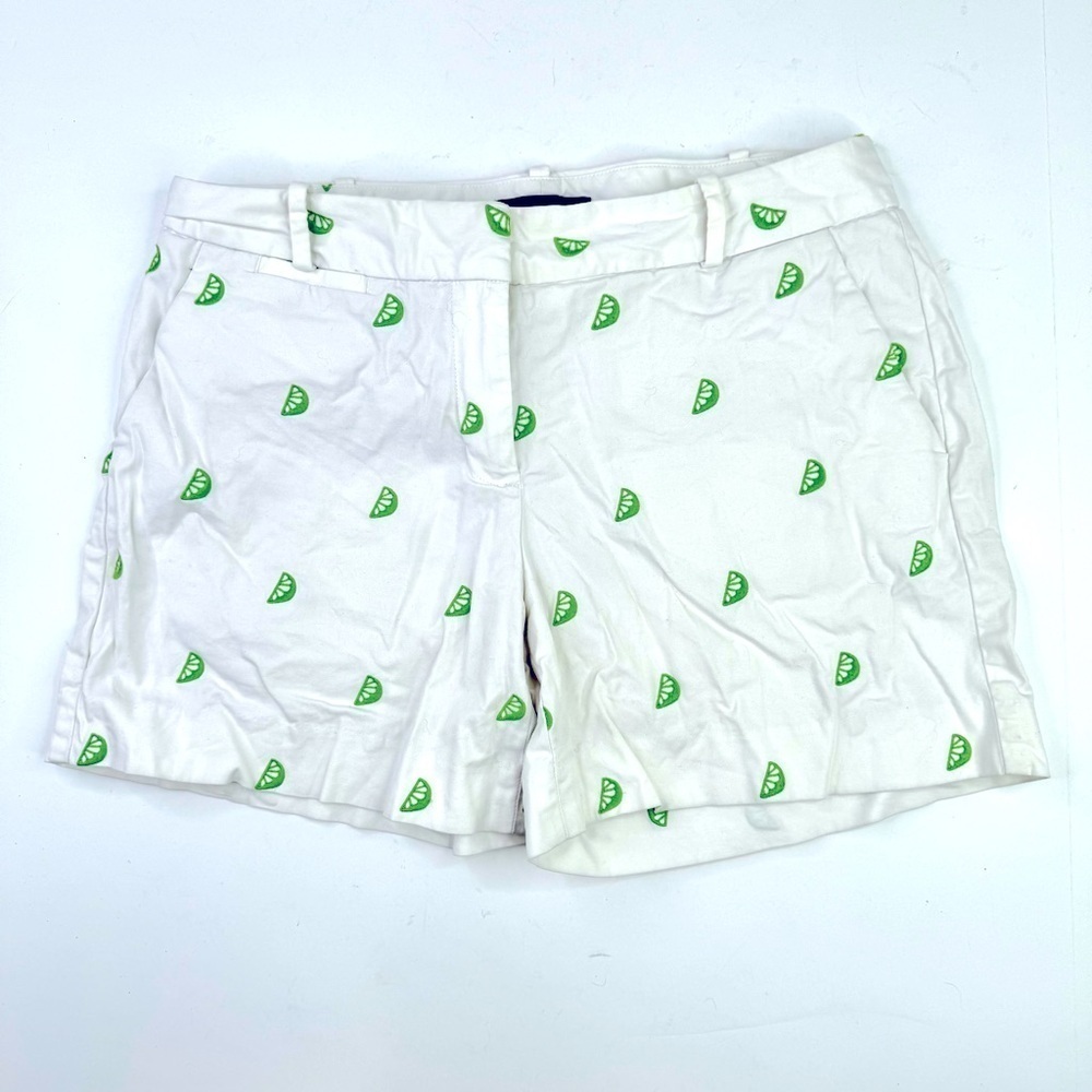 Talbots Chino shorts white embroidered green limes summer margaritas size 4